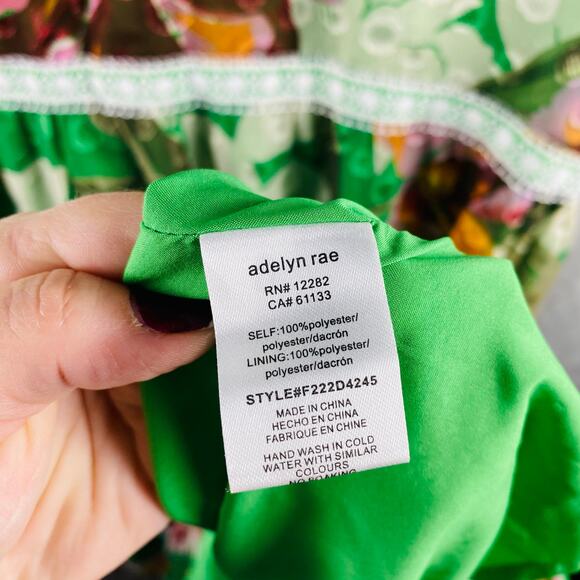 Adelyn Rae‎ Lian Jacquard Printed Midi Dress XL Green Floral Tropical Boho - Picture 12 of 12